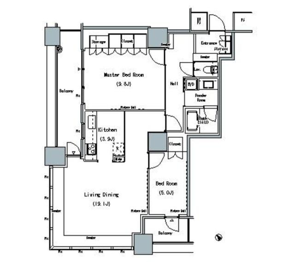 ＴＨＥ　ＴＯＫＹＯ　ＴＯＷＥＲＳ　ＭＩＤＴＯＷＥＲ　518号室［ペット可］の間取り図