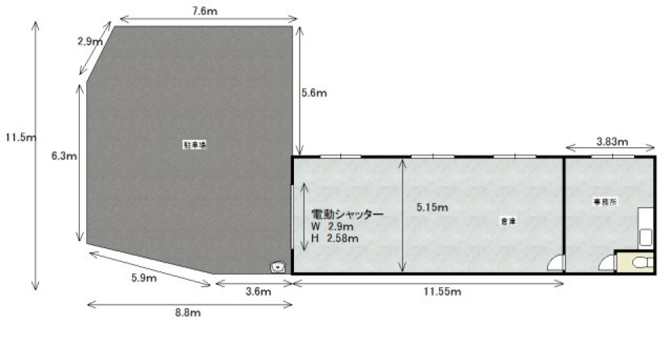 【店舗・事務所】妙法寺堂が谷倉庫・事務所 Aの間取り図
