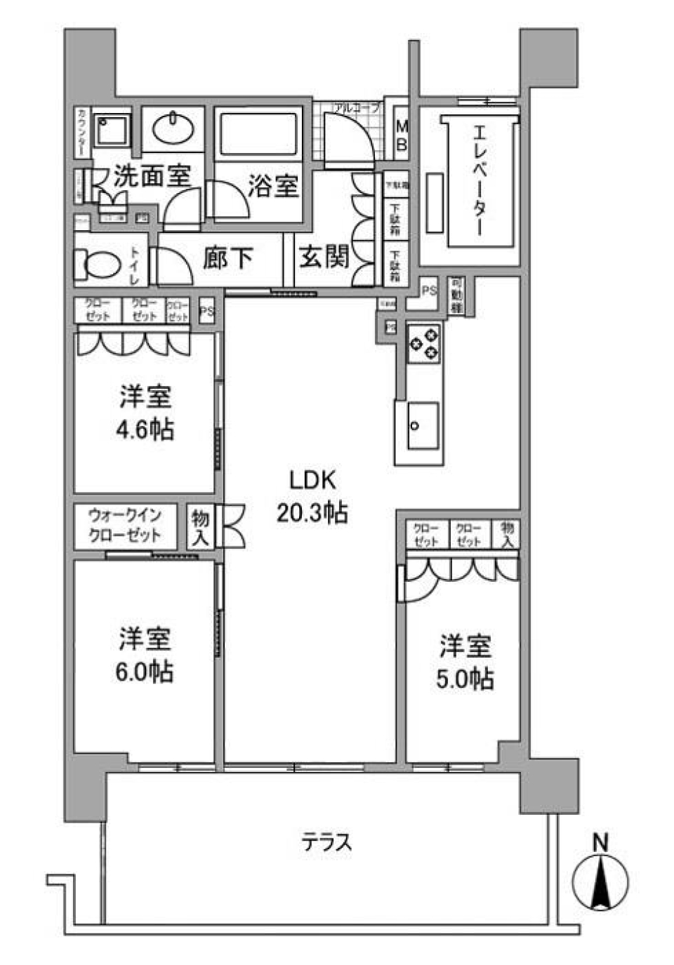 プラウド西宮北口 102号室の間取り図