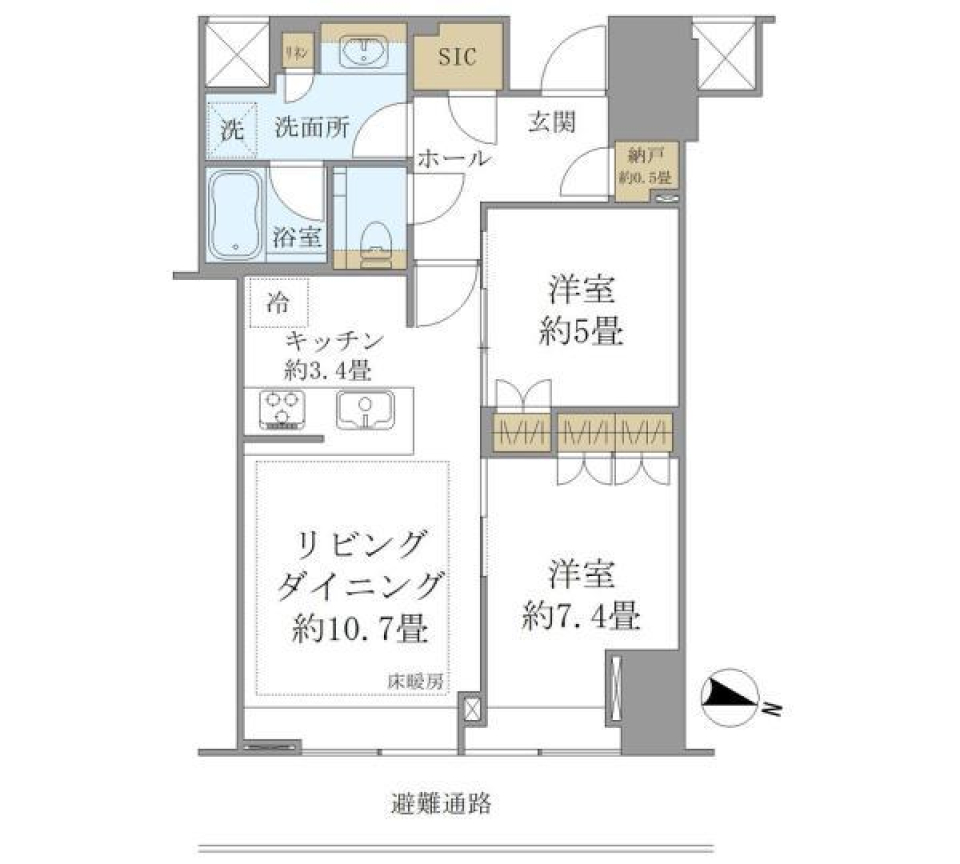 ＢｒｉｌｌｉａＴｏｗｅｒ堂島 505号室の間取り図