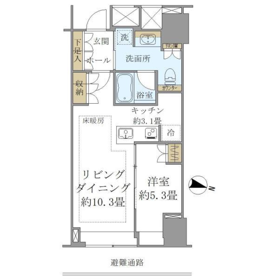 ＢｒｉｌｌｉａＴｏｗｅｒ堂島 2107号室の間取り図