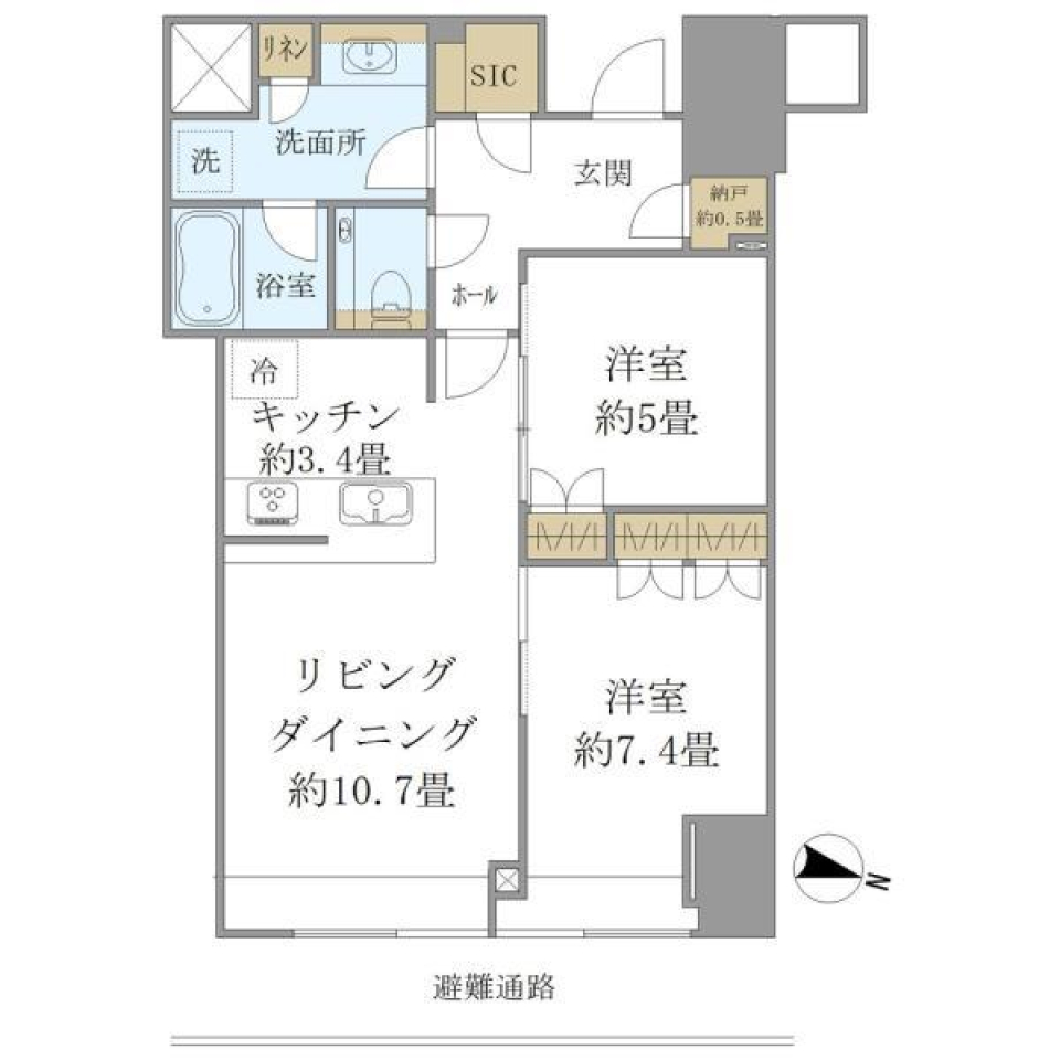 ＢｒｉｌｌｉａＴｏｗｅｒ堂島 805号室の間取り図