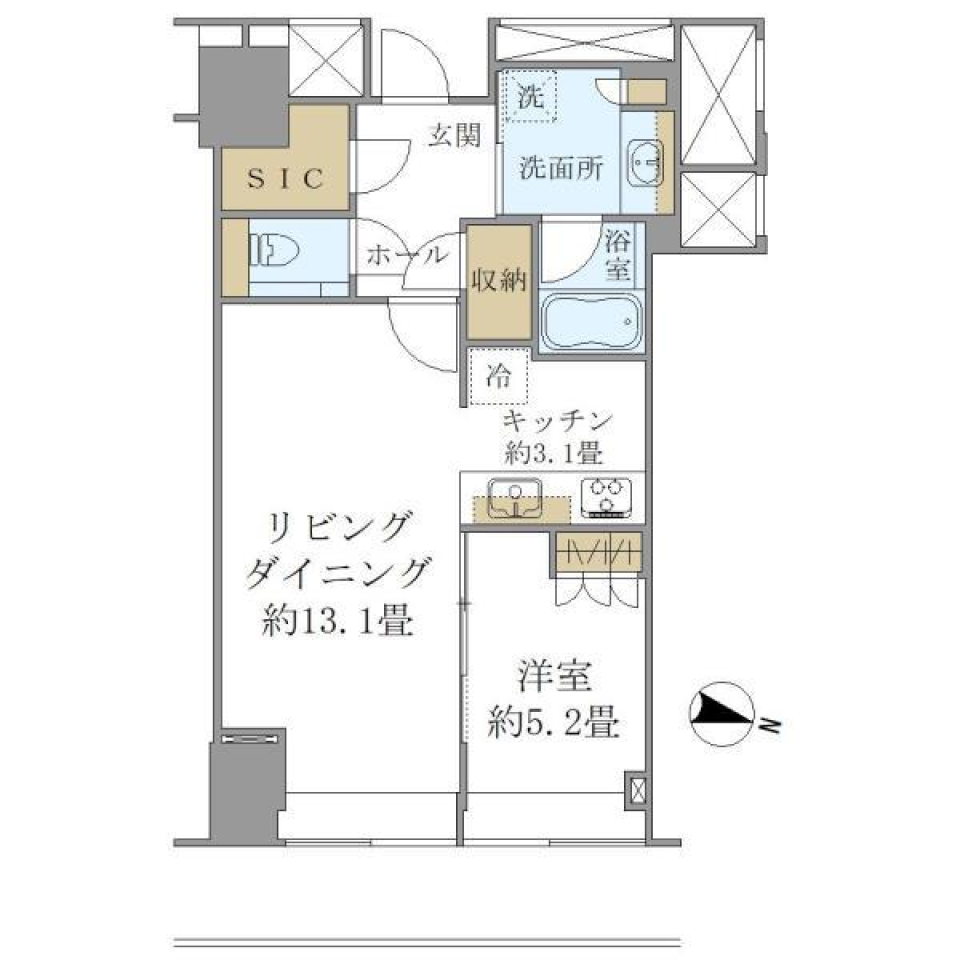 ＢｒｉｌｌｉａＴｏｗｅｒ堂島 2709号室の間取り図