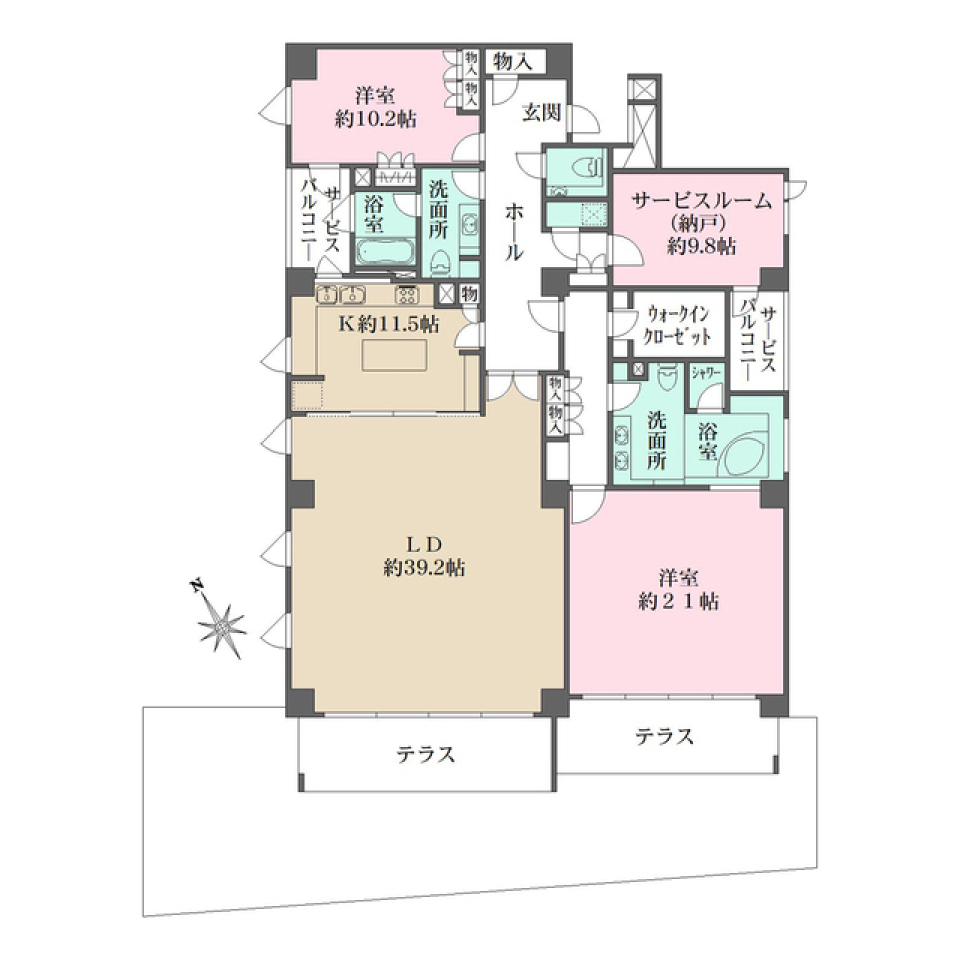 ＢｌｏｓｓｏｍＴｅｒｒａｃｅ　101号室［ペット可］の間取り図