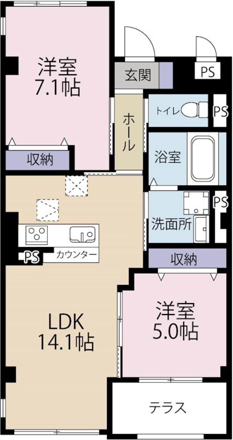 モノトーンで自分好みにの間取り図