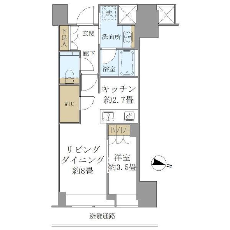 ＢｒｉｌｌｉａＴｏｗｅｒ堂島 707号室の間取り図