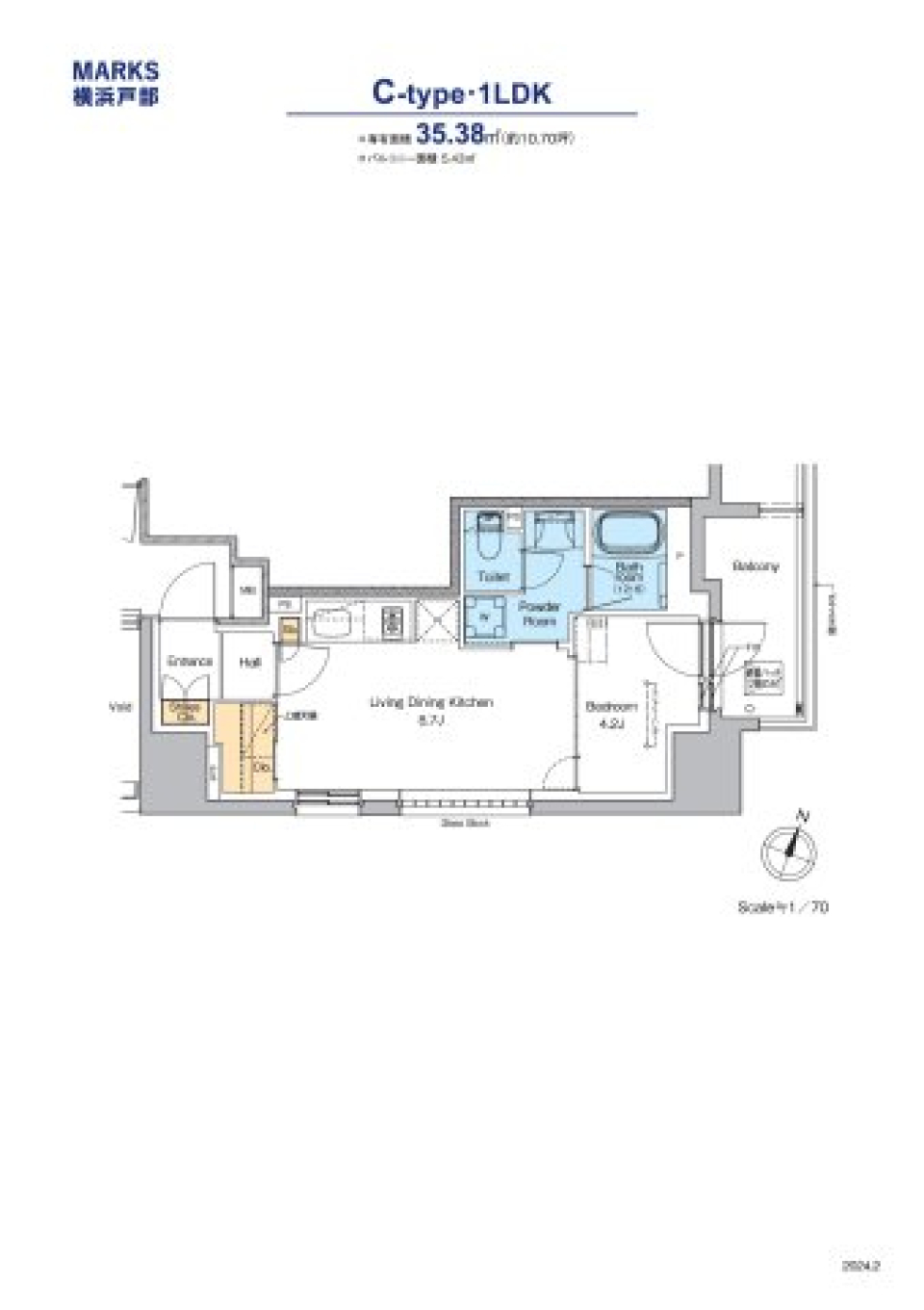 MARKS横浜戸部　703号室［ペット可］の間取り図