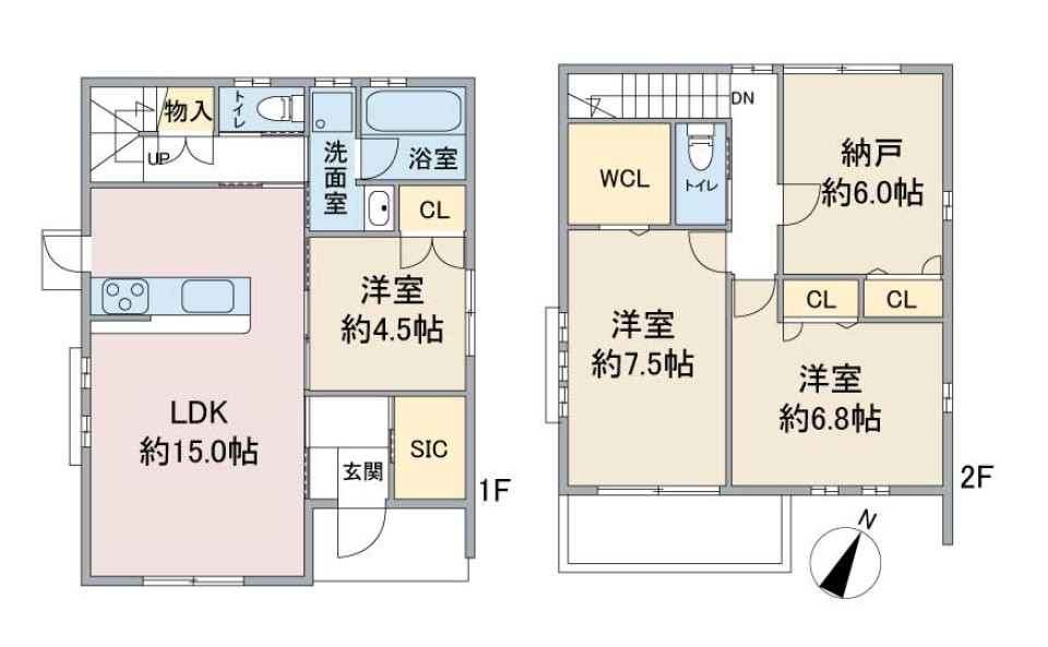 サニーサイド上社　Ｂ棟の間取り図