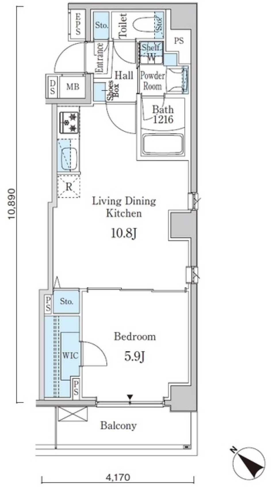 アヴェルーナ月島　903号室の間取り図