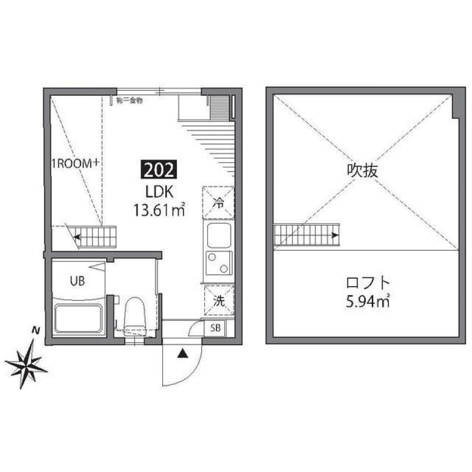 ワンルームにひみつの空間の間取り図