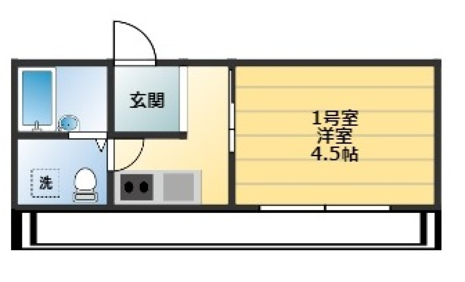 ベイルーム横浜鶴見Ⅰ　101号室［ペット可］の間取り図