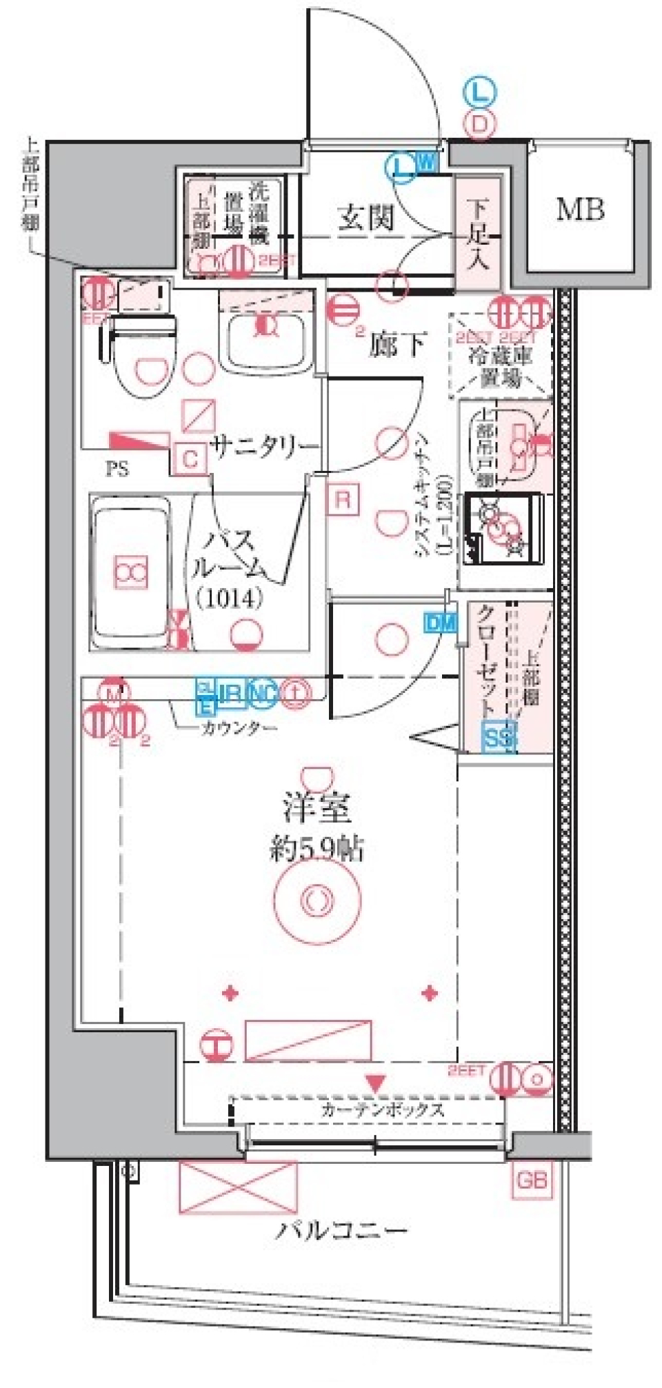 クレヴィスタ四ツ木　407号室の間取り図