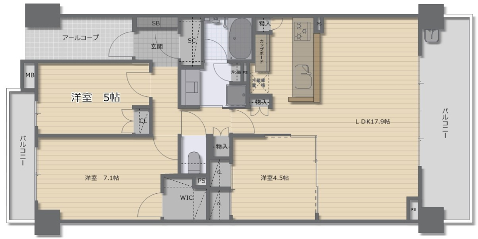 パークハウス千里中央ノーザン・レジデンス 507号室の間取り図