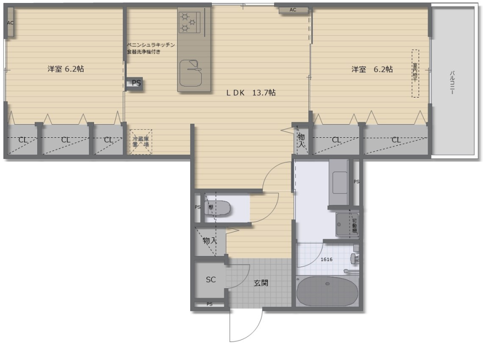Vievle阿倍野播磨町 302号室［ペット可］の間取り図