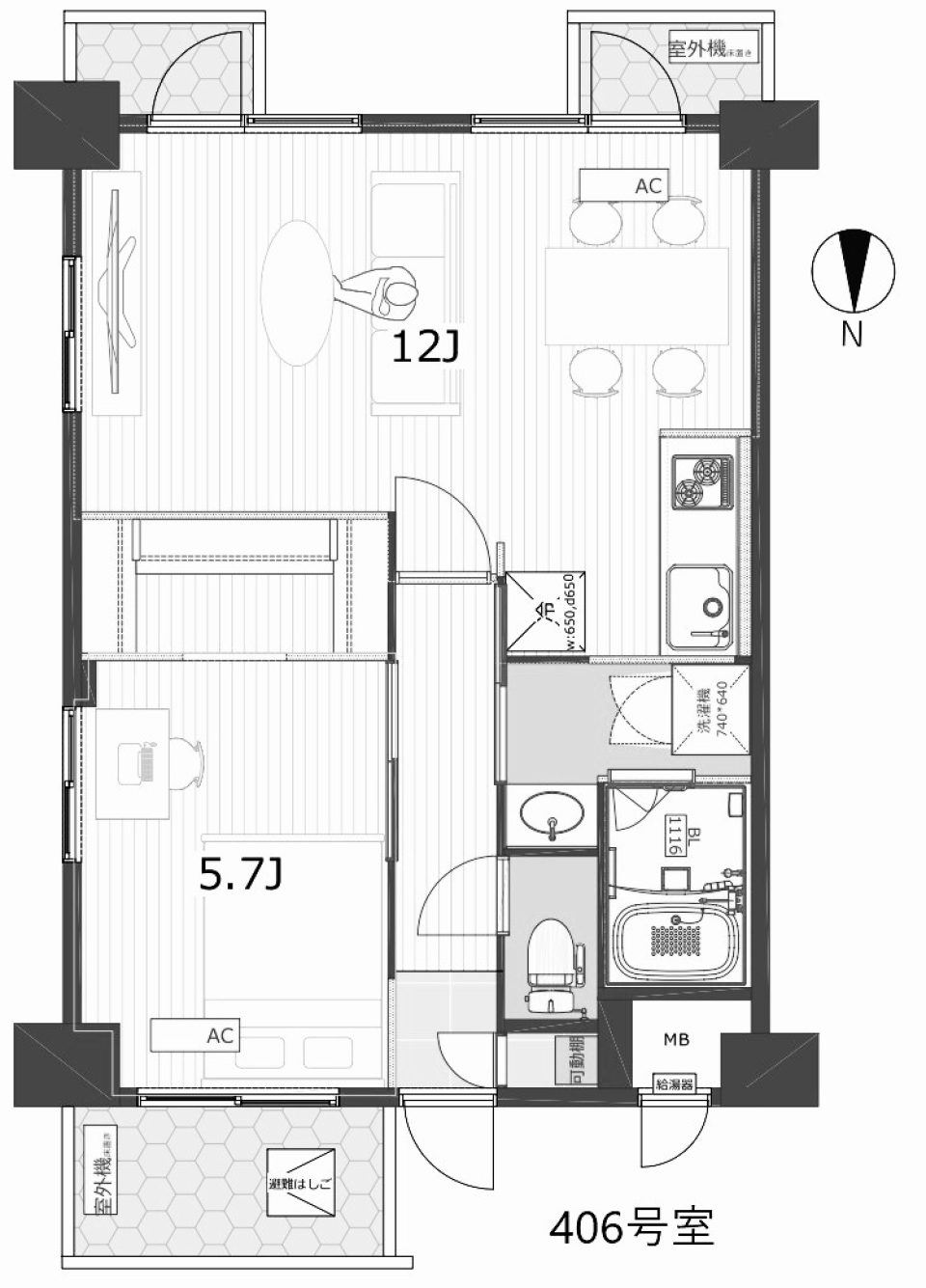 サンフローラ三条大宮 406号室の間取り図