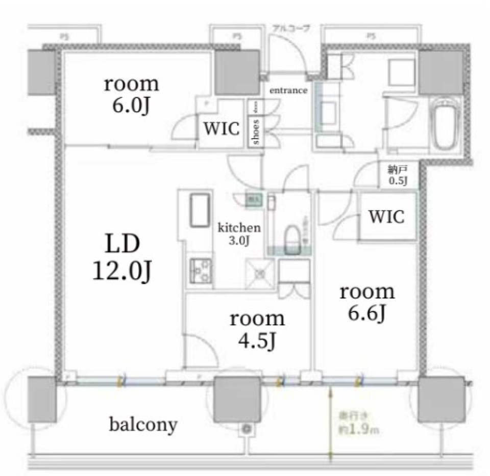 プラウドタワー目黒マーク　1906号室［新築］の間取り図