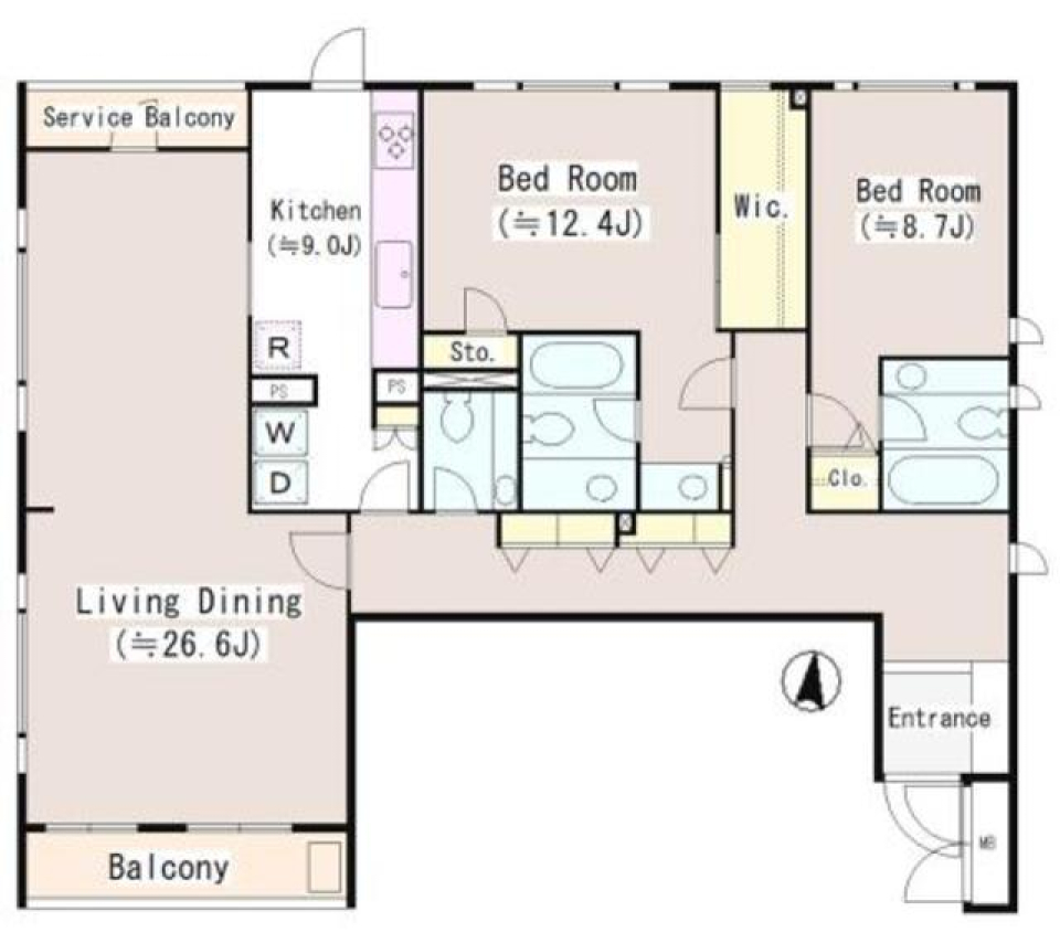 Ｋ６ＣＯＵＲＴ　201号室の間取り図