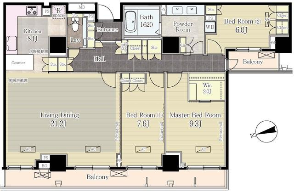 パーク・アヴェニュー神南　1604号室の間取り図