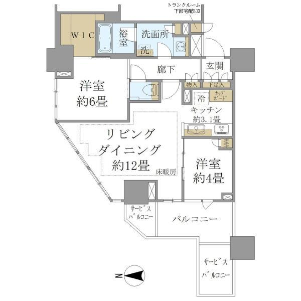 Ｂｒｉｌｌｉａ　Ｔｏｗｅｒ　池袋　Ｗｅｓｔ　2201号室［新築］の間取り図