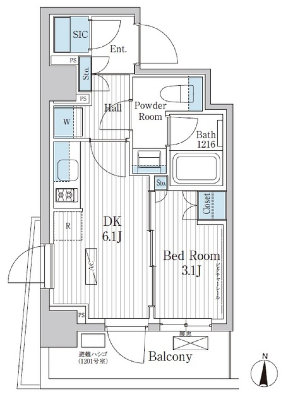 パークアクシス東陽町レジデンス　1301号室［ペット可］の間取り図