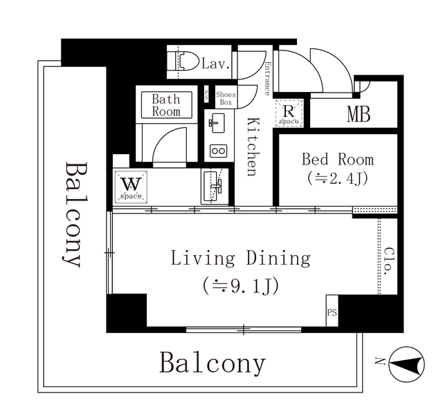 どーんとL字のバルコニーが！