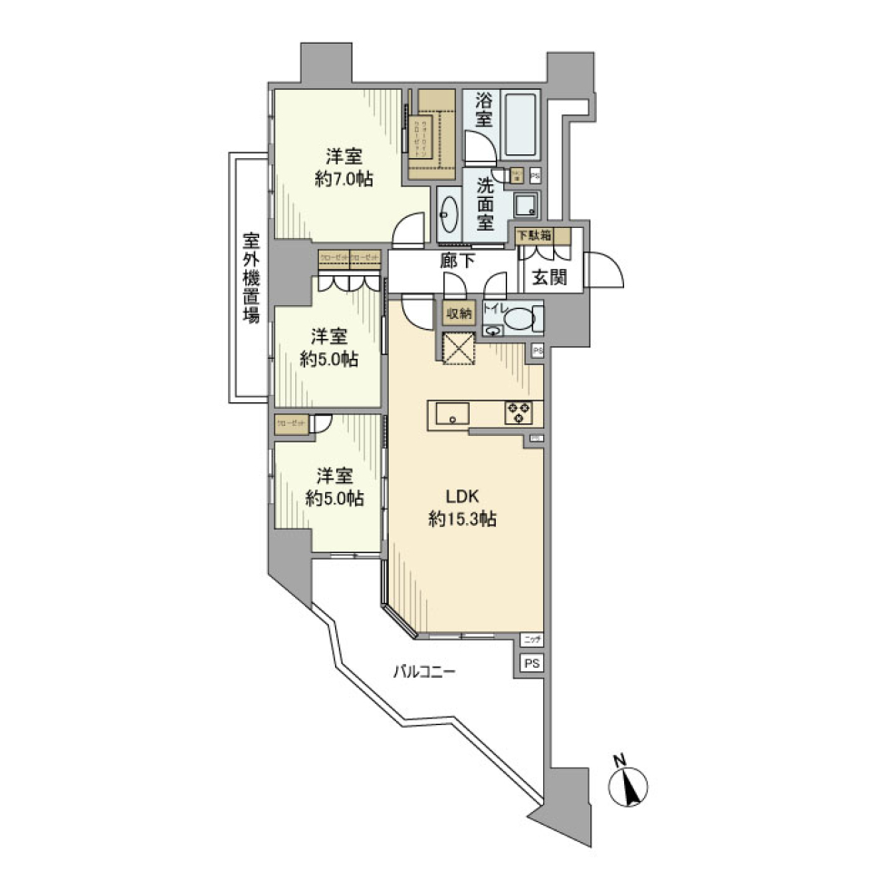 プラウド府中白糸台　702号室の間取り図