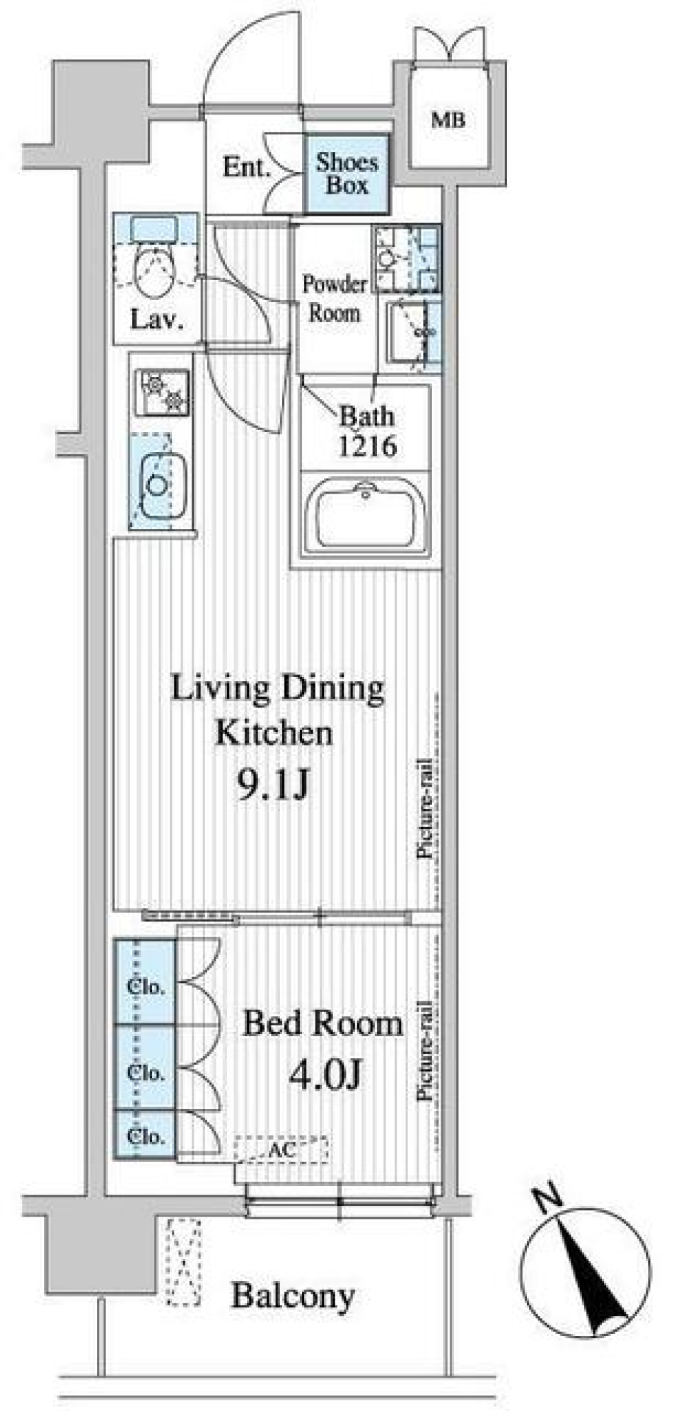 プレノ清澄庭園　225号室の間取り図
