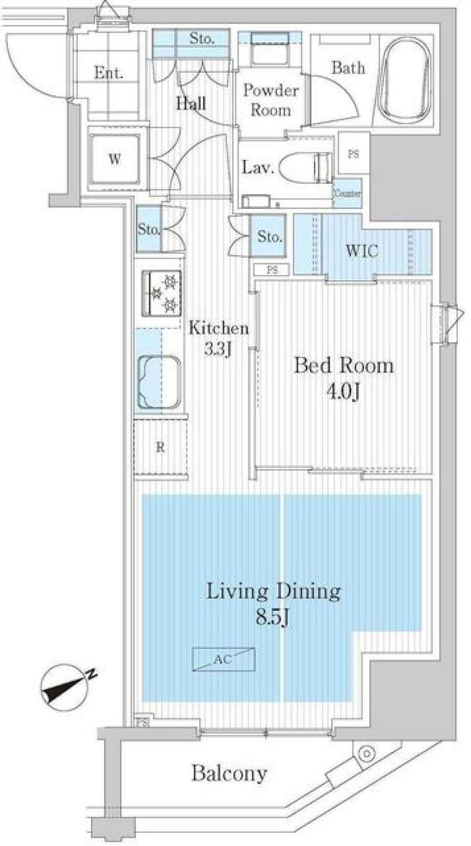 パークアクシス浅草橋Ⅱ　403号室の間取り図