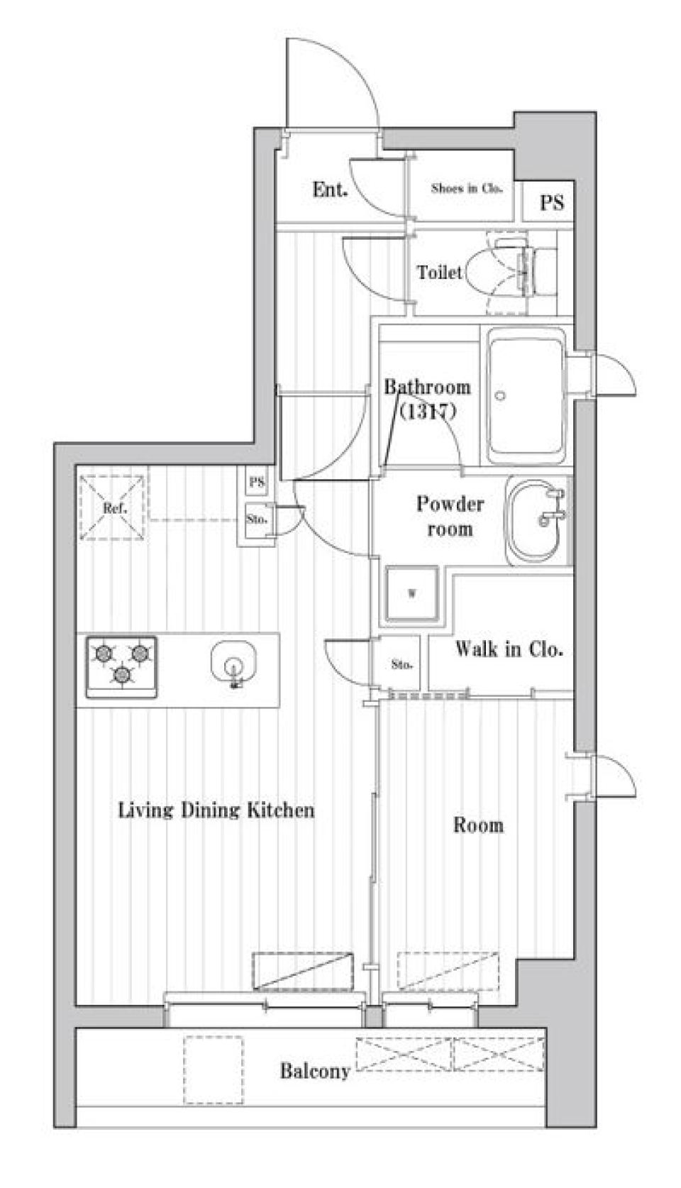 レジデンス桜新町ガーデン　214号室［ペット可］の間取り図