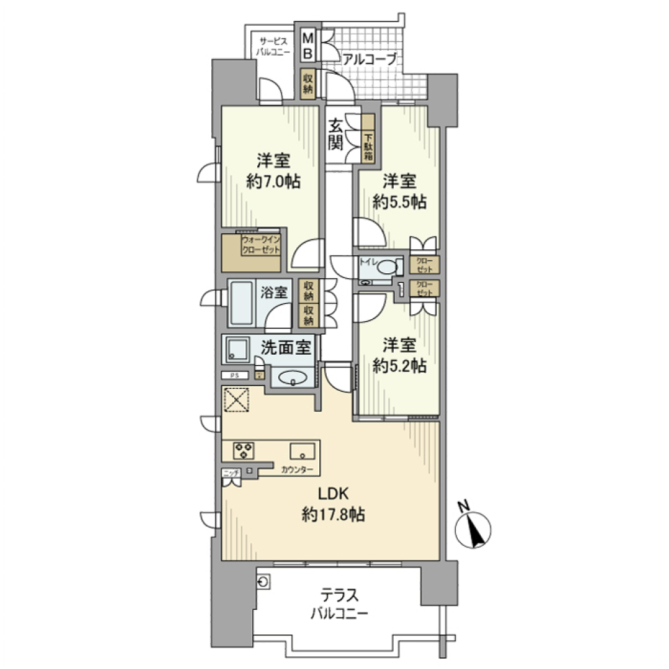 アネシア原タワーザ・テラス 1201号室の間取り図