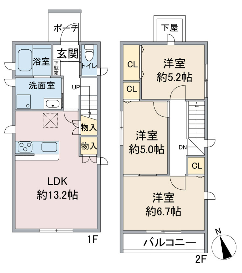 クーボ高間町 B棟の間取り図