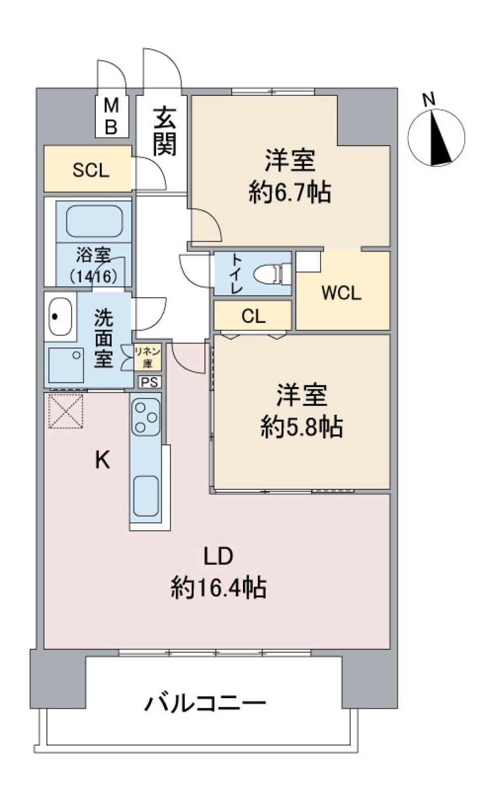 ラトゥール代官町ＥＡＳＴ 203号室の間取り図