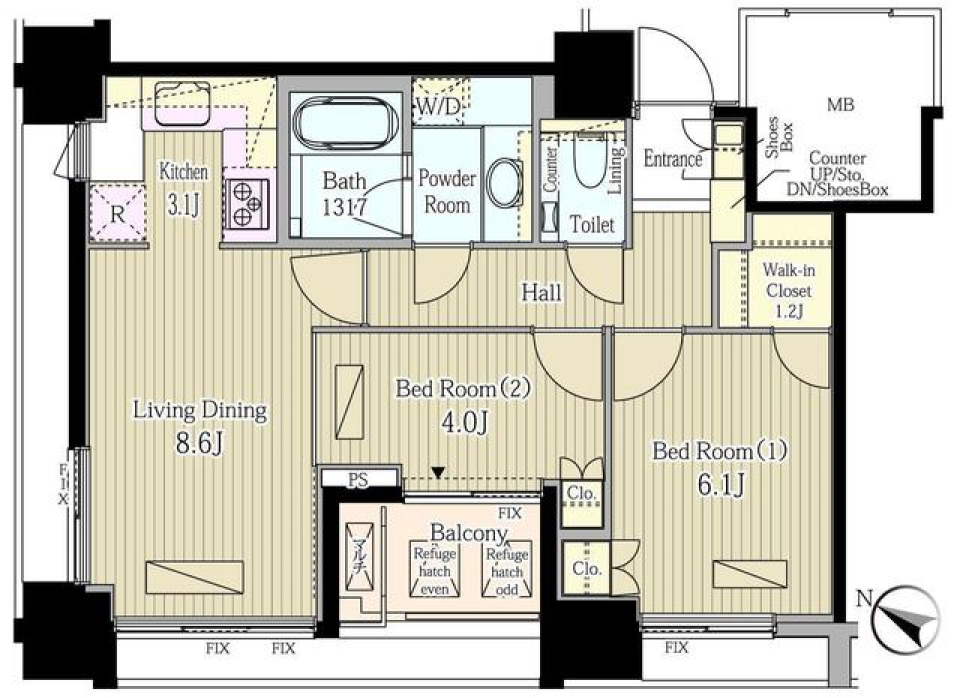 富ヶ谷スプリングス　1201号室の間取り図