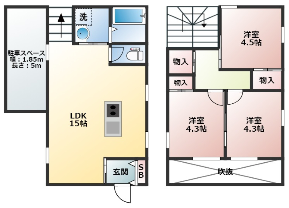 ファニチャーハウス片山町 B棟［ペット可］の間取り図