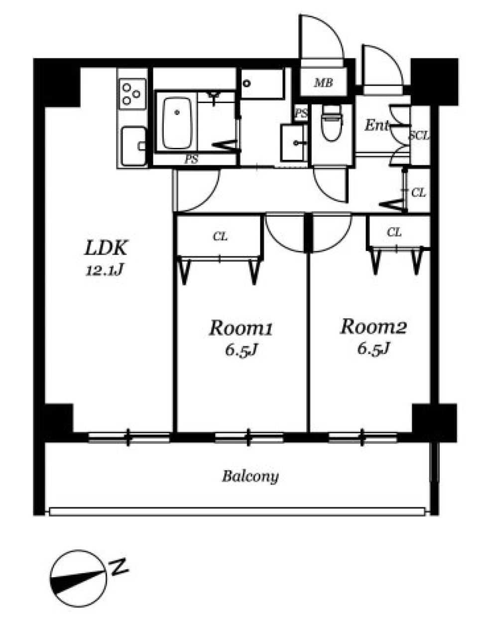 レジディア西天満（旧リヴァージュ西天満） 1406号室の間取り図