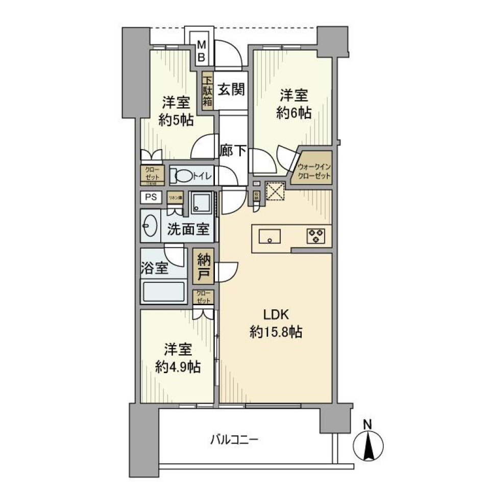 リーフィアレジデンス世田谷桜丘　605号室の間取り図