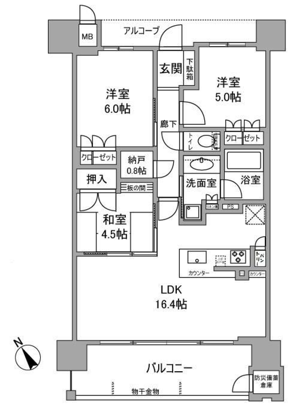 レ・ジェイド高槻古曽部 807号室の間取り図