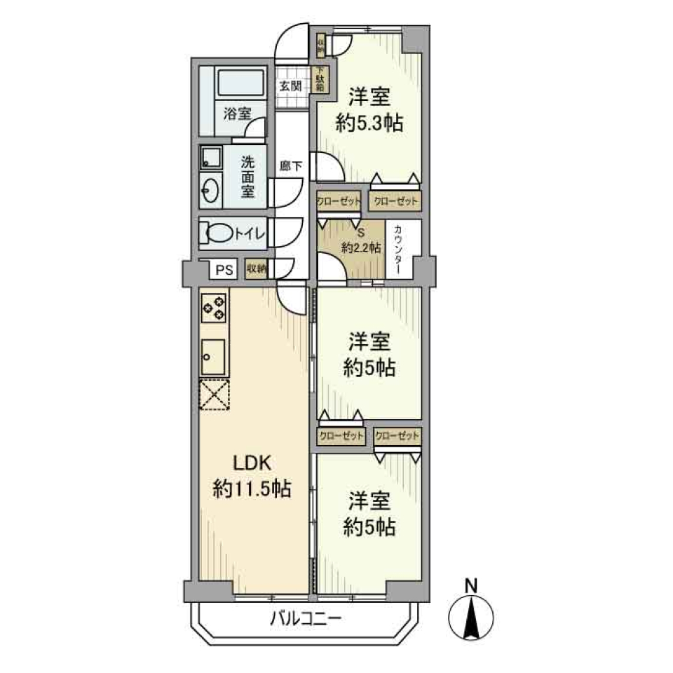 アート熊内　306号室の間取り図