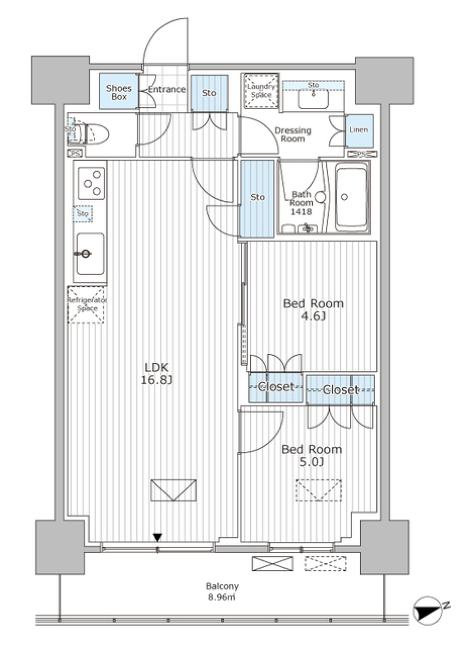 パークアクシス市川　805号室［ペット可］の間取り図