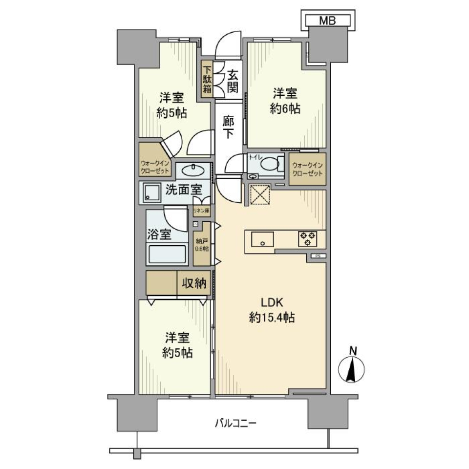 プラウド浦和高砂　305号室の間取り図