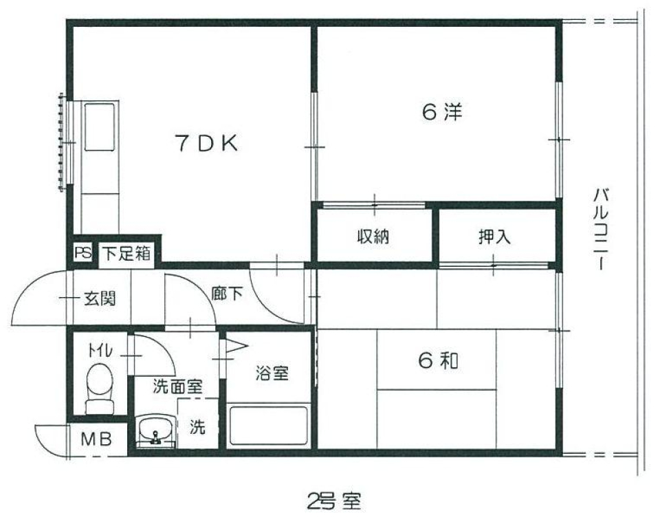 ベルグラン古市2　102号室の間取り図