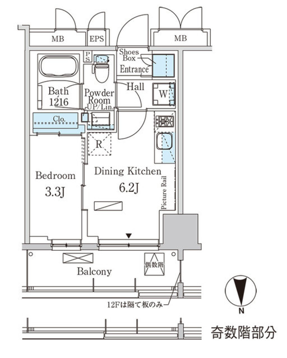 パークアクシス浅草田原町ガーデン　202号室［ペット可］の間取り図