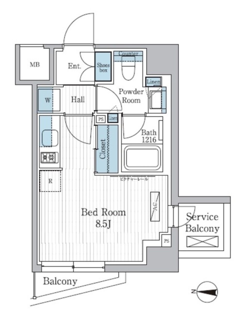 パークアクシス東陽町レジデンス　1013号室［ペット可］の間取り図