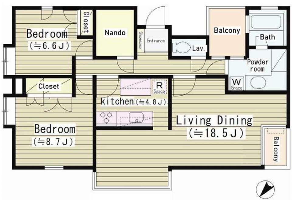 コートハウス八雲　106号室の間取り図