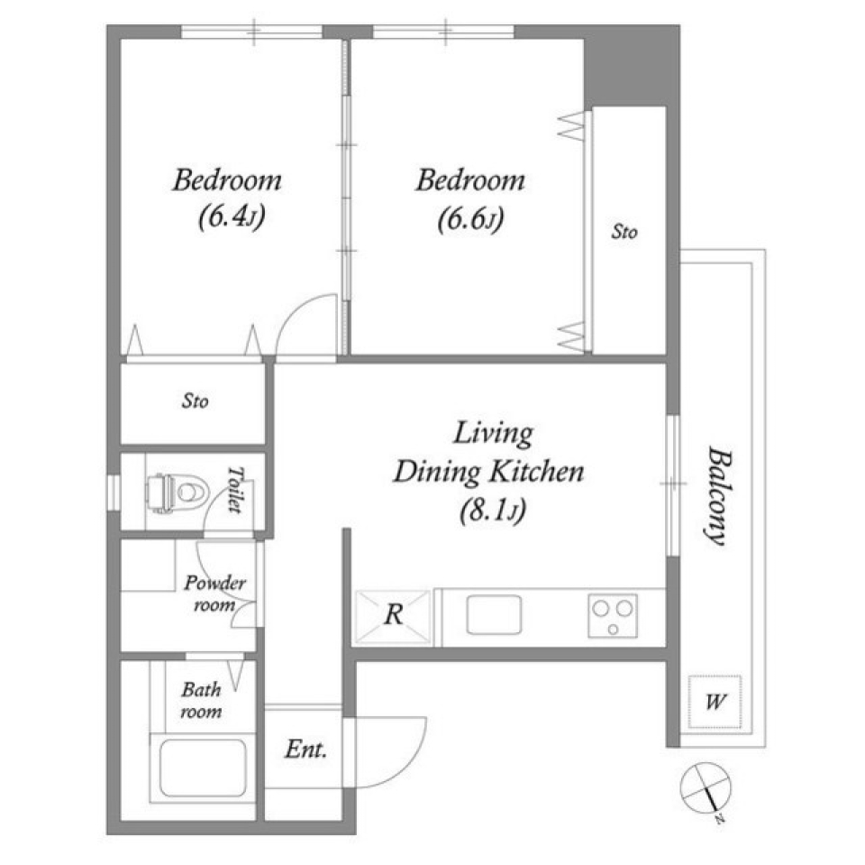 AQUILA三軒家東 002F号室の間取り図