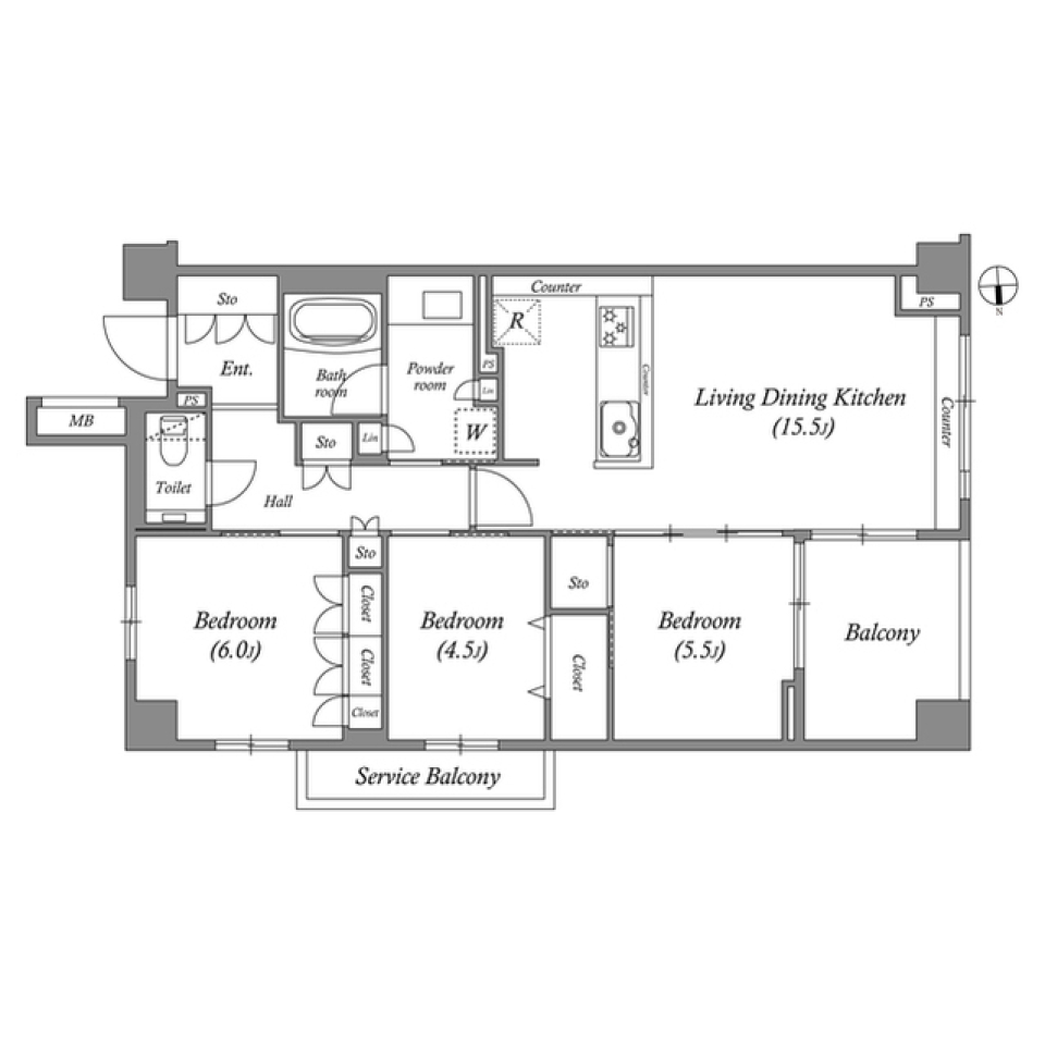 イニシア神戸森北町 0301号室の間取り図