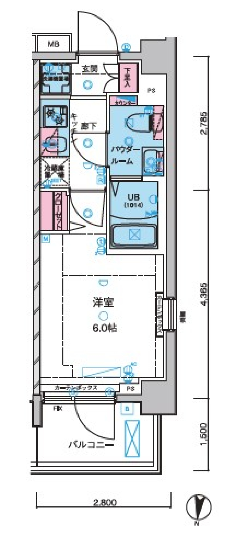 ジェノヴィア京成立石スカイガーデン　407号室［ペット可］の間取り図