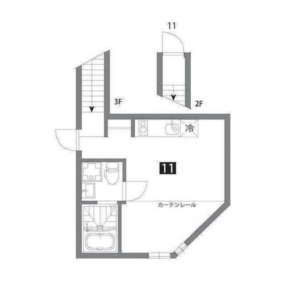 ホワイトとブラウンのコントラストの間取り図