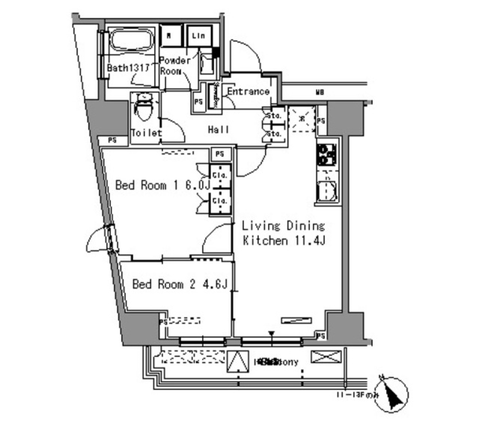 パークアクシス新板橋ウエスト　1103号室［ペット可］の間取り図