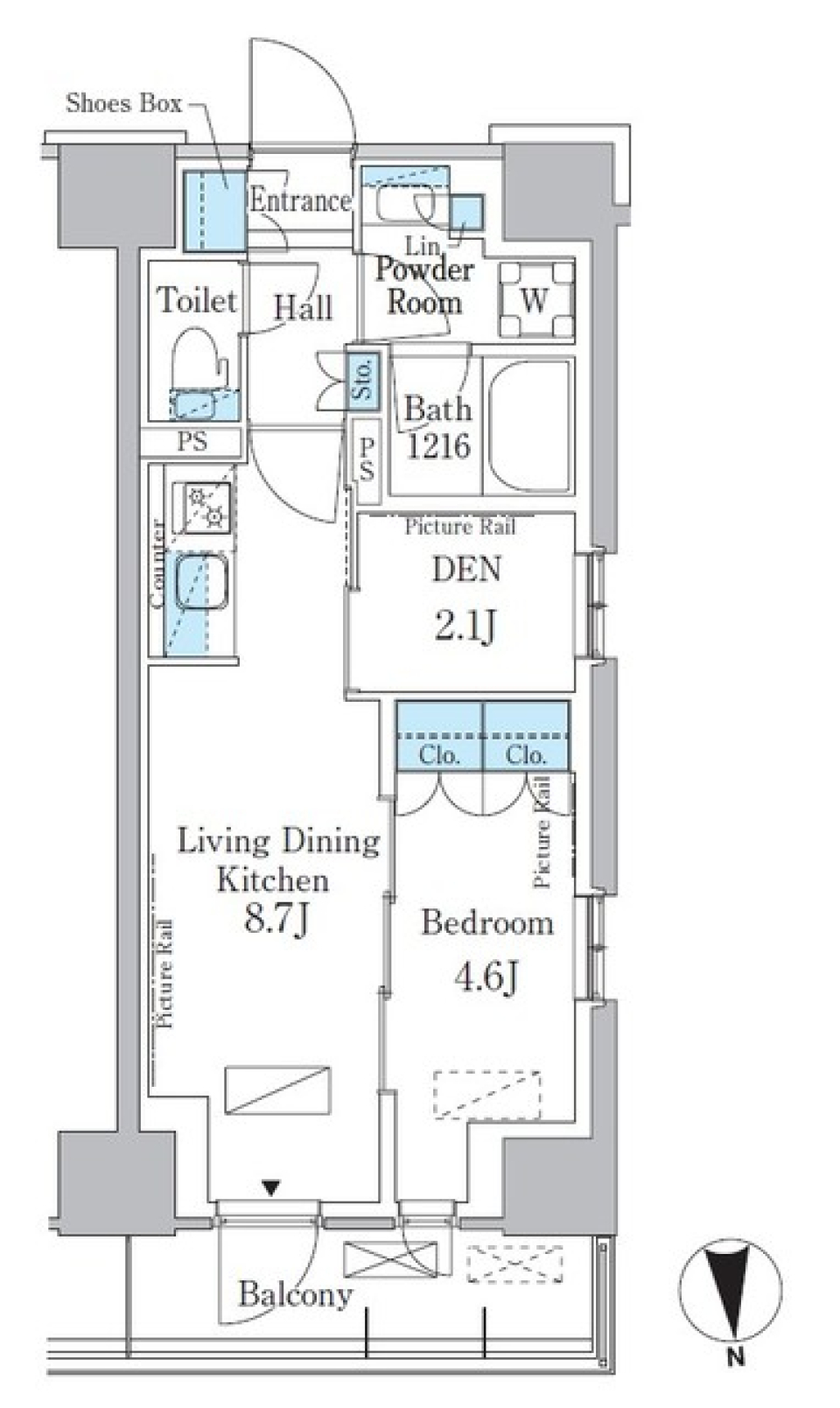 パークアクシス新宿百人町　542号室［ペット可］の間取り図